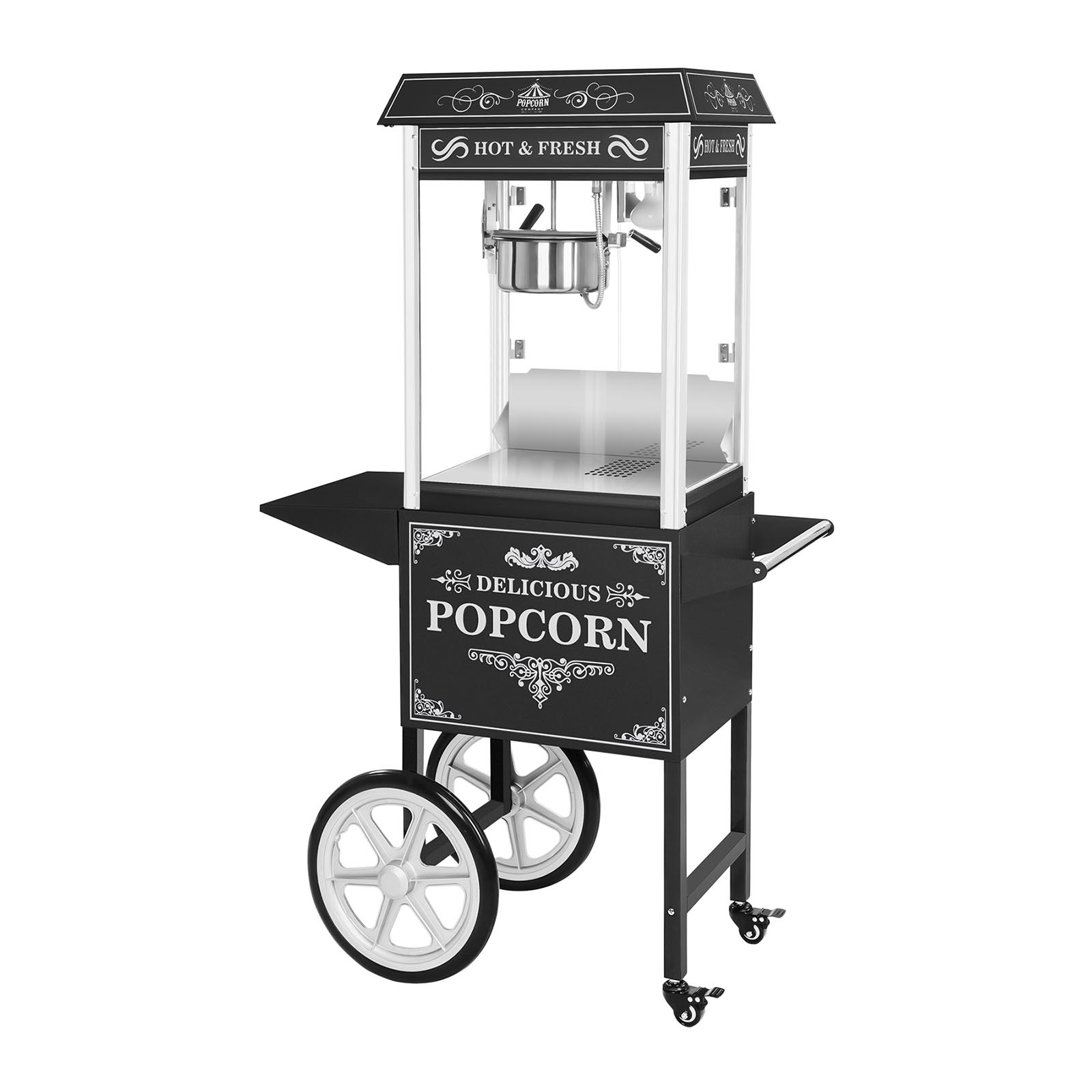 Macchina per popcorn con carretto - nero