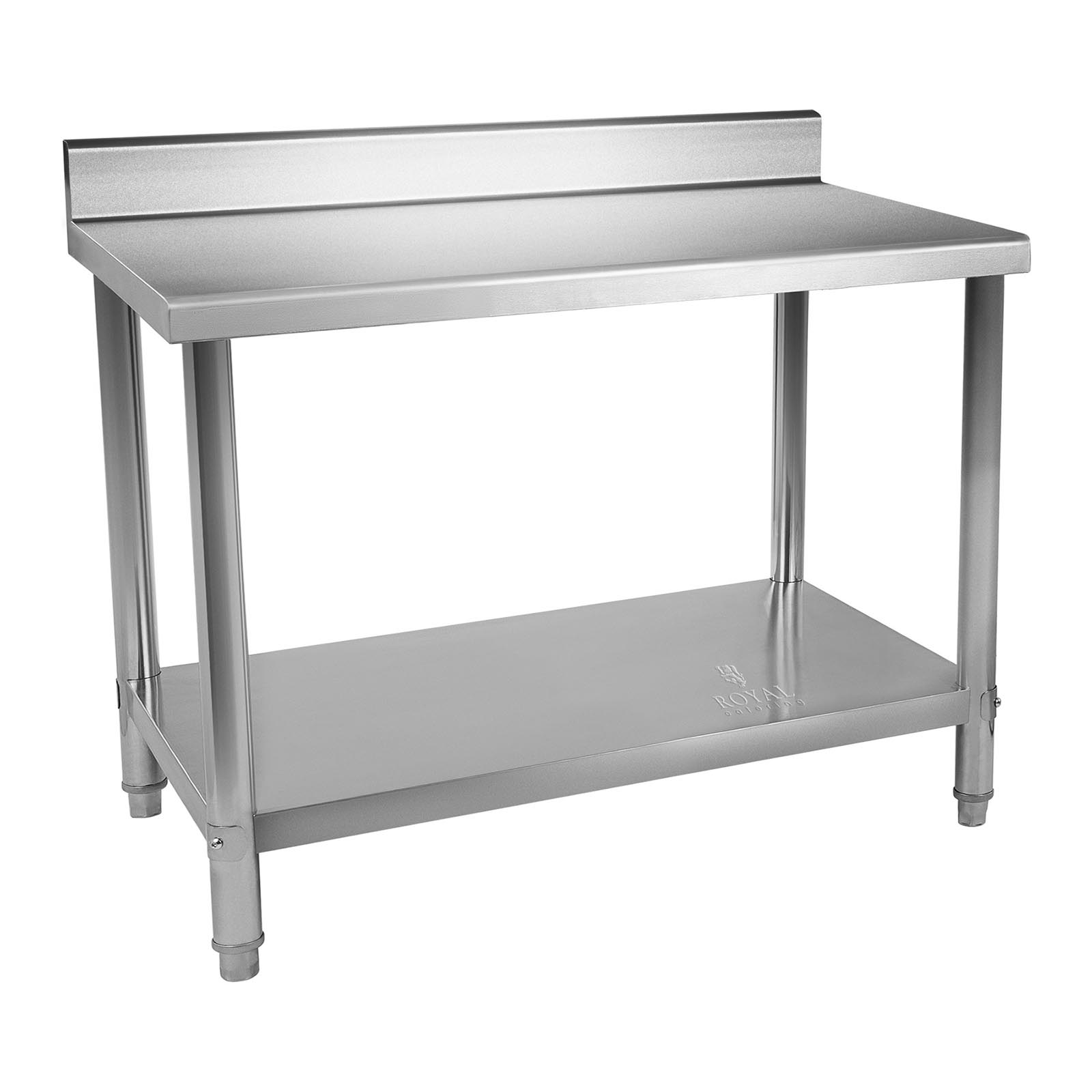 Pracovný stôl z ušľachtilej ocele - 120 x 60 cm - nosnosť 110 kg - s lemom