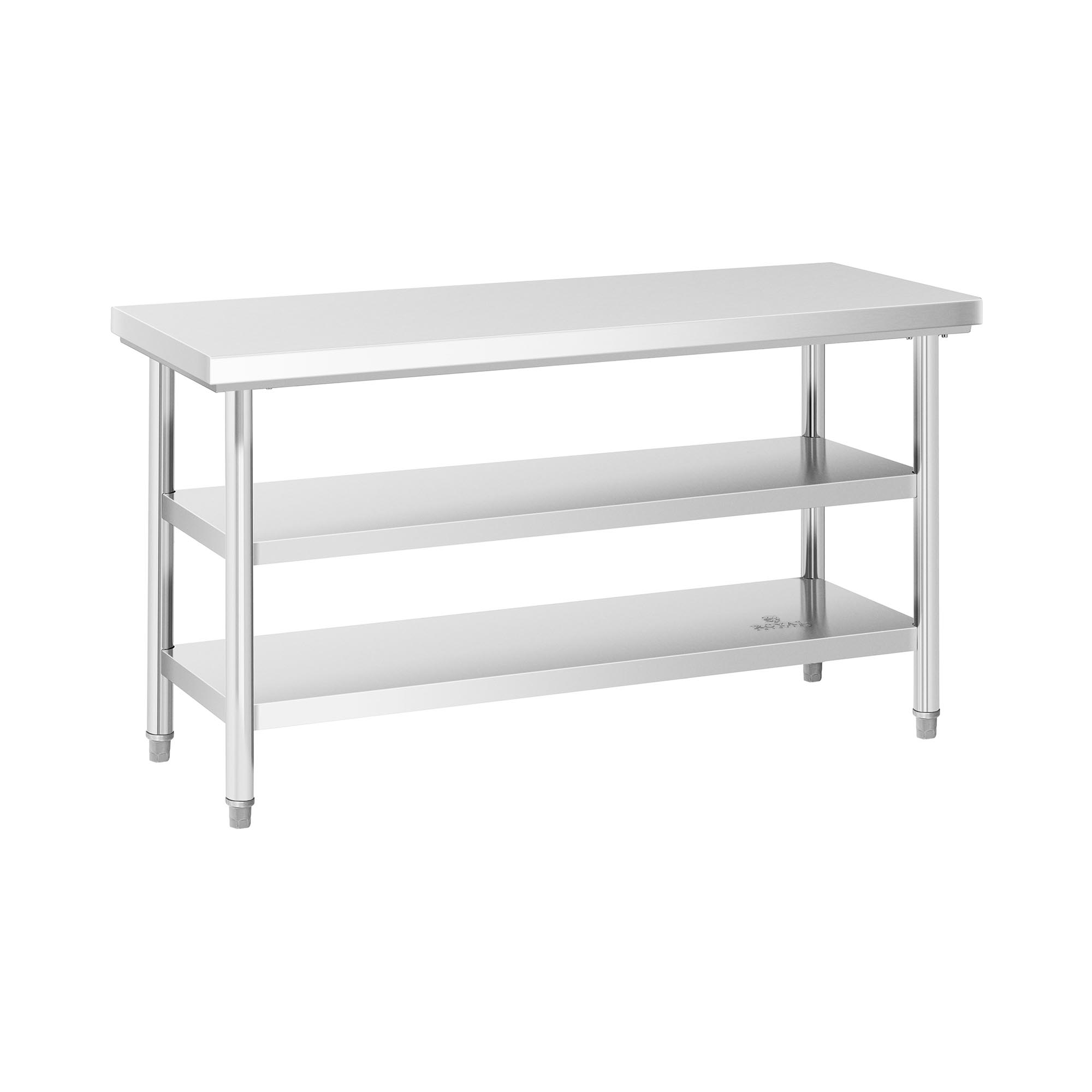 Pracovný stôl z ušľachtilej ocele - 150 x 60 cm - 600 kg - 3 úrovne
