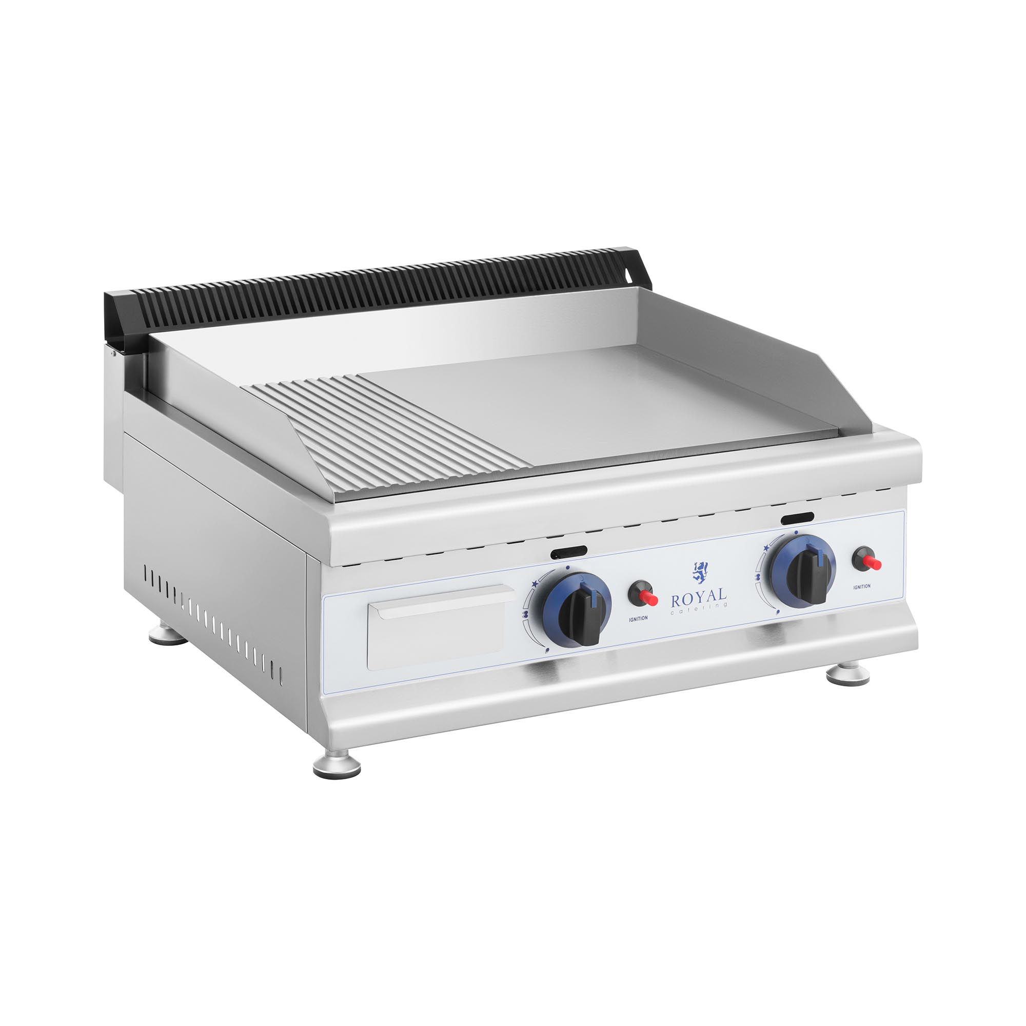 Tovar z druhej ruky Dvojitý plynový gril - 60 x 40 cm - hladký/vrúbkovaný - 2 x 3 100 W - zemný plyn - 20 mbar