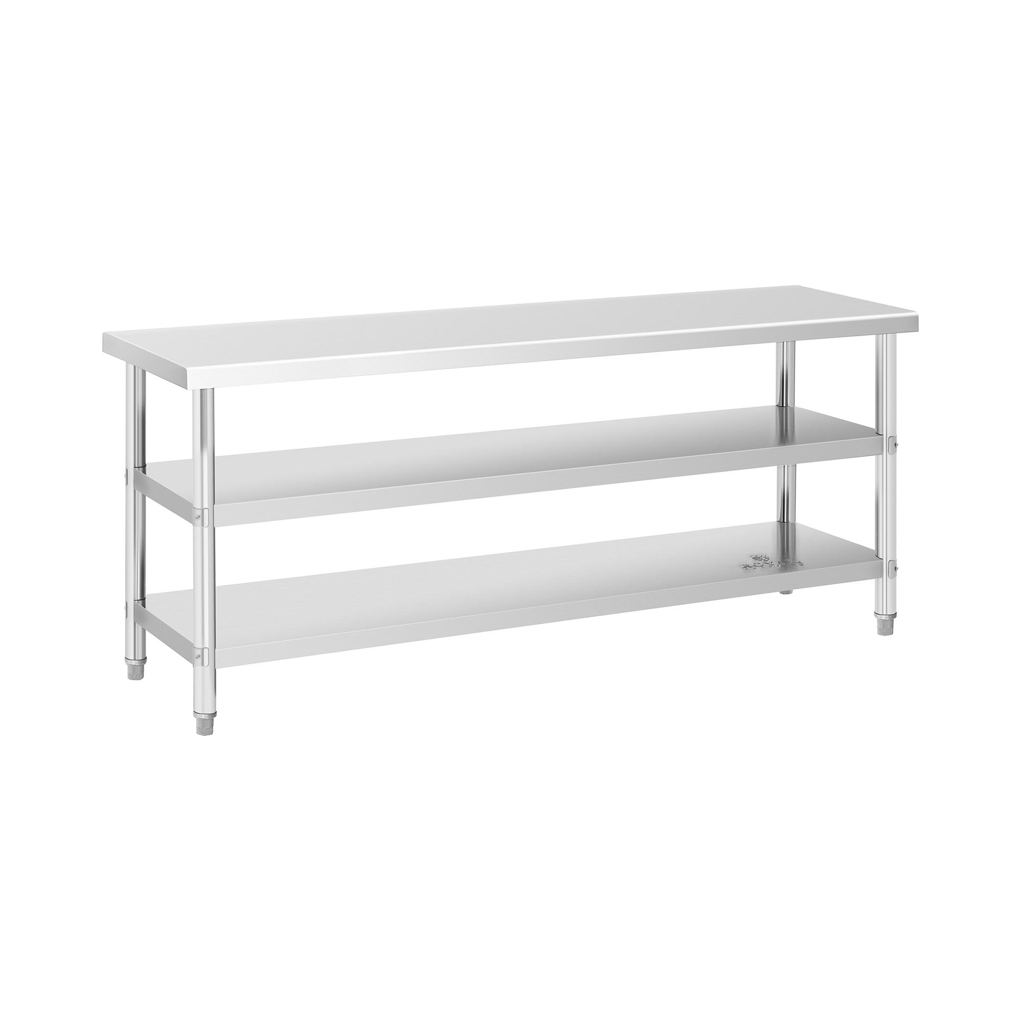 Pracovný stôl z nehrdzavejúcej ocele - 200 x 60 x 5 cm - 231 kg - 2 police