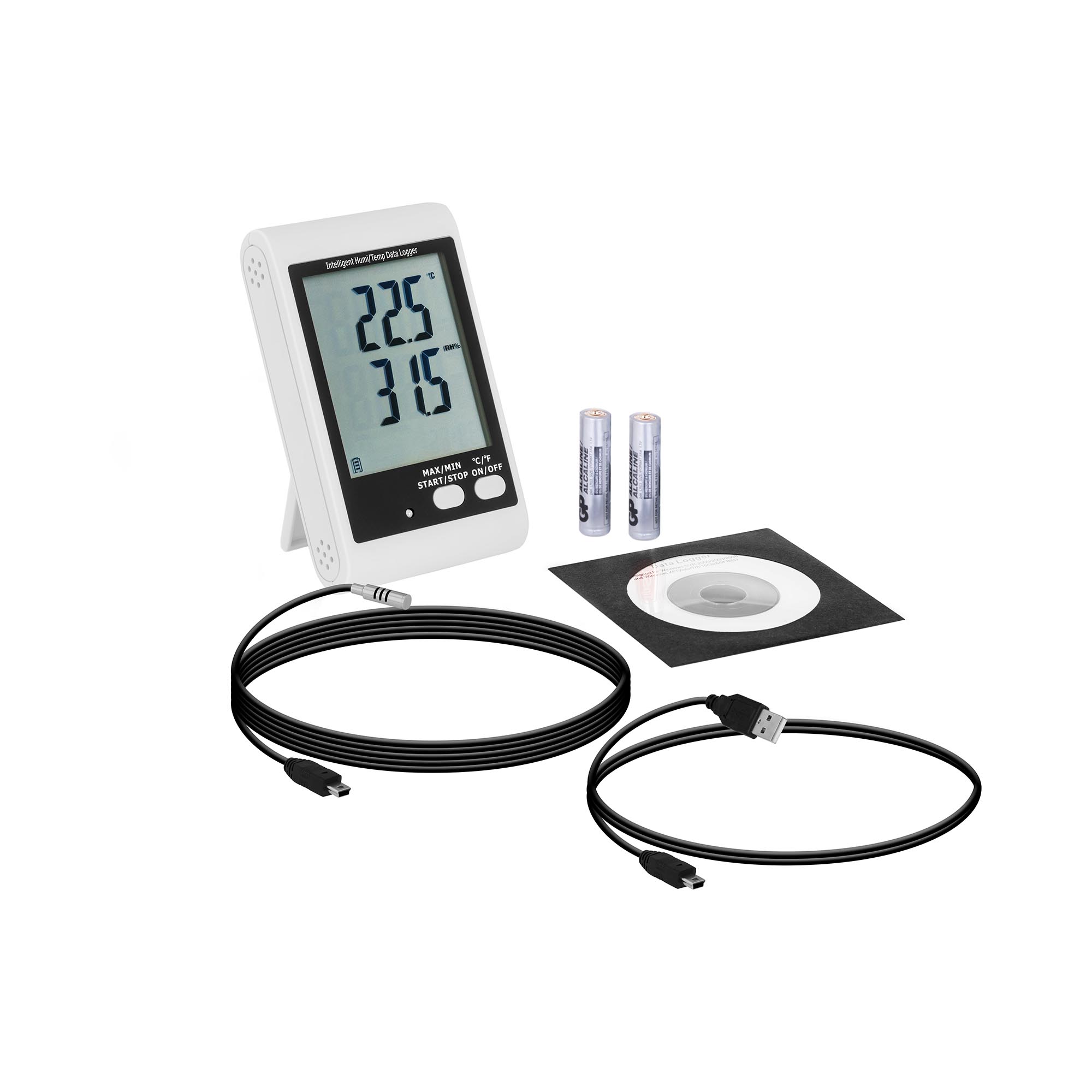 Datalogger teploty a vlhkosti - LCD - teplota -40 až +125 °C - relatívna vlhkosť 0 až 100 % - s externým čidlom