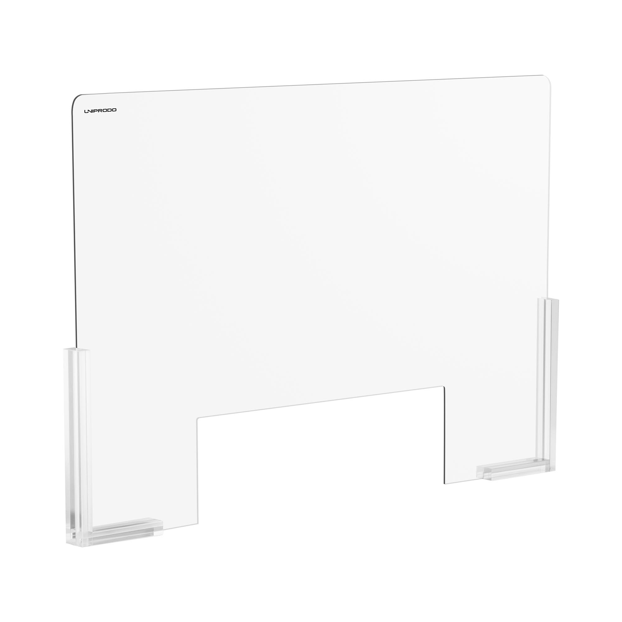 Uniprodo Spuckschutz - 95 x 65 cm - Acrylglas - Durchreiche 50 x 16 cm UNI-PPG03