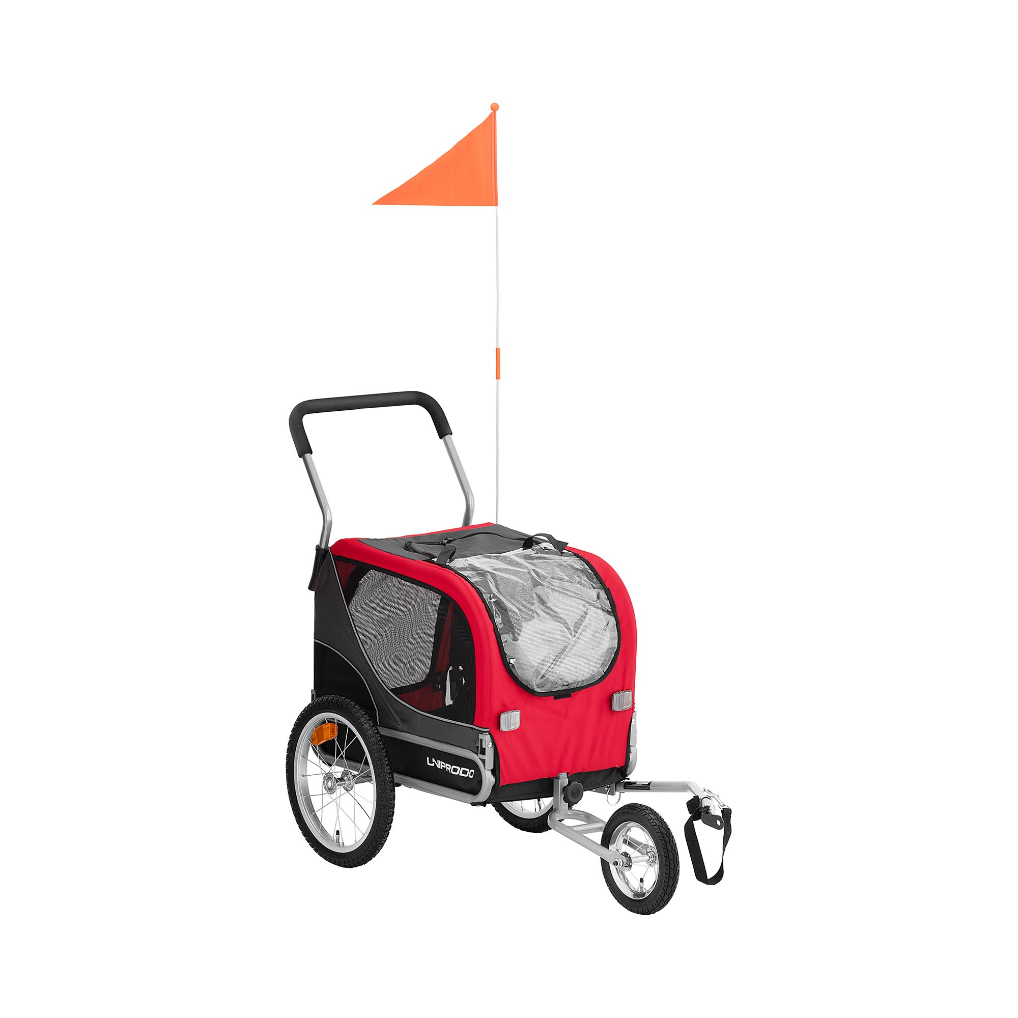Uniprodo Nákladní vozík za kolo pro psa - 20 kg - odrazky - plachta UNI TRAILER 18