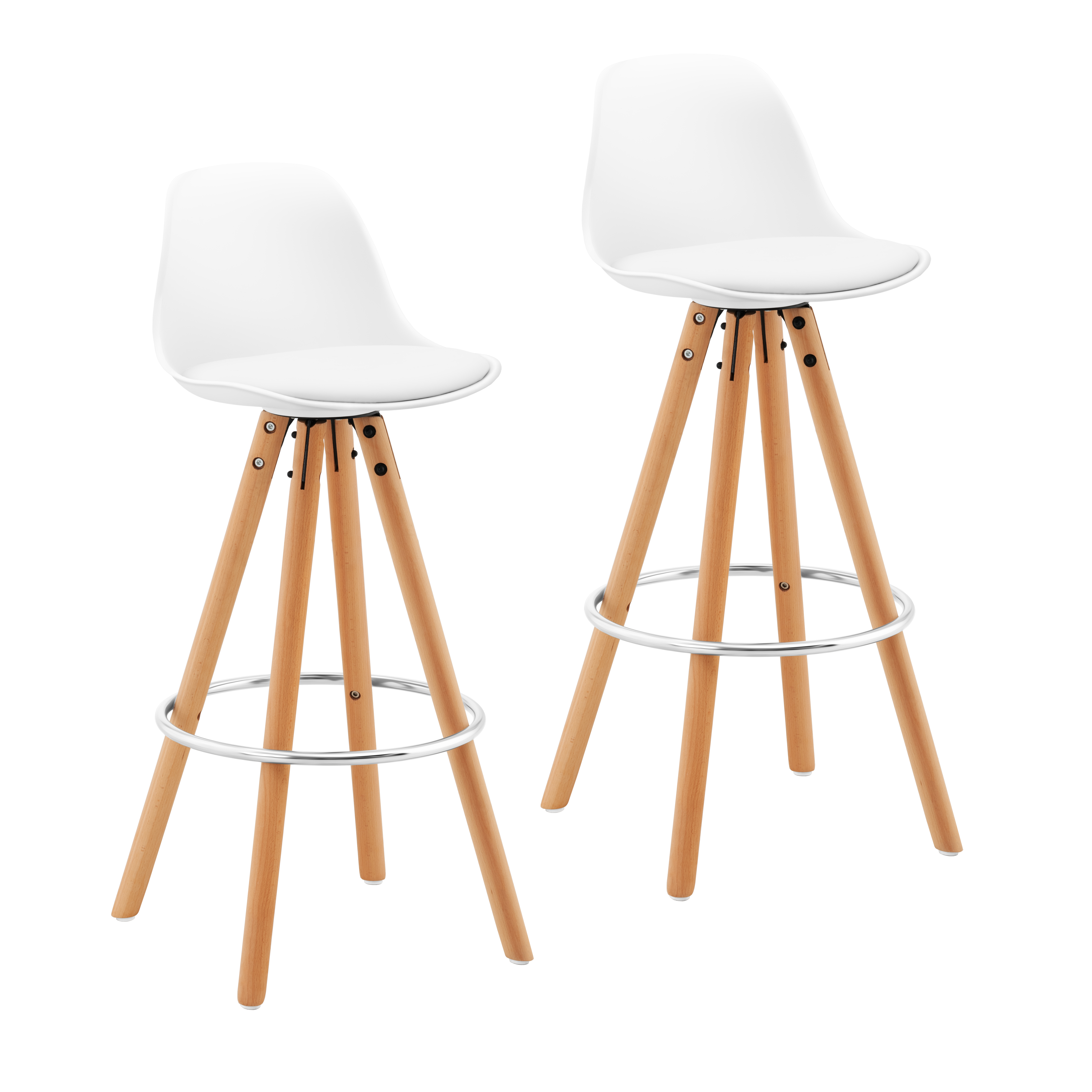 Fromm & Starck Barová židle - 2 kusy - s opěrkou - dřevěné nohy - bílá STAR SEAT 01