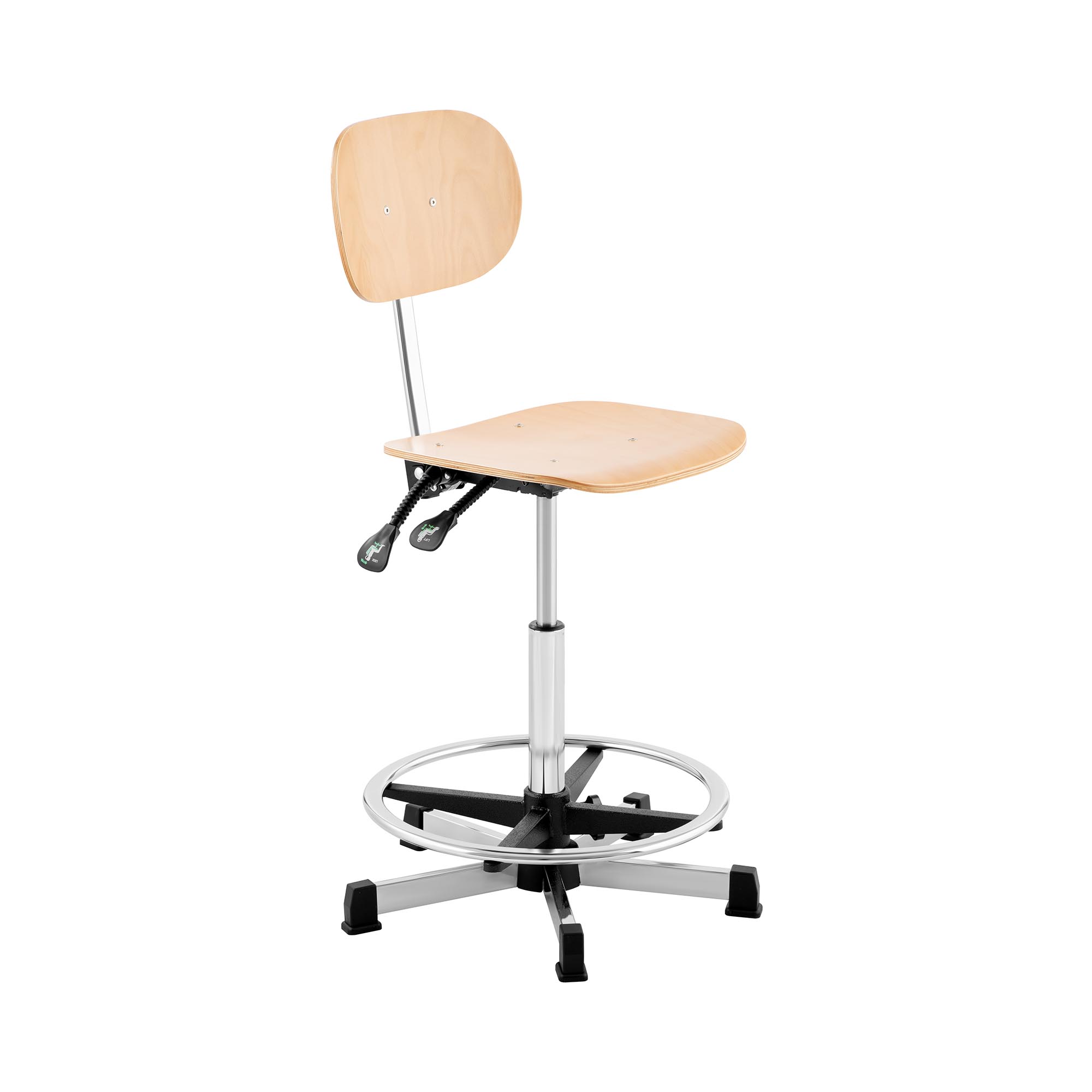 Dielenská stolička 120 kg Legno Cromo krúžok na nohy výškovo nastaviteľná od 550 do 800 mm - Pracovné stoličky Fromm & Starck
