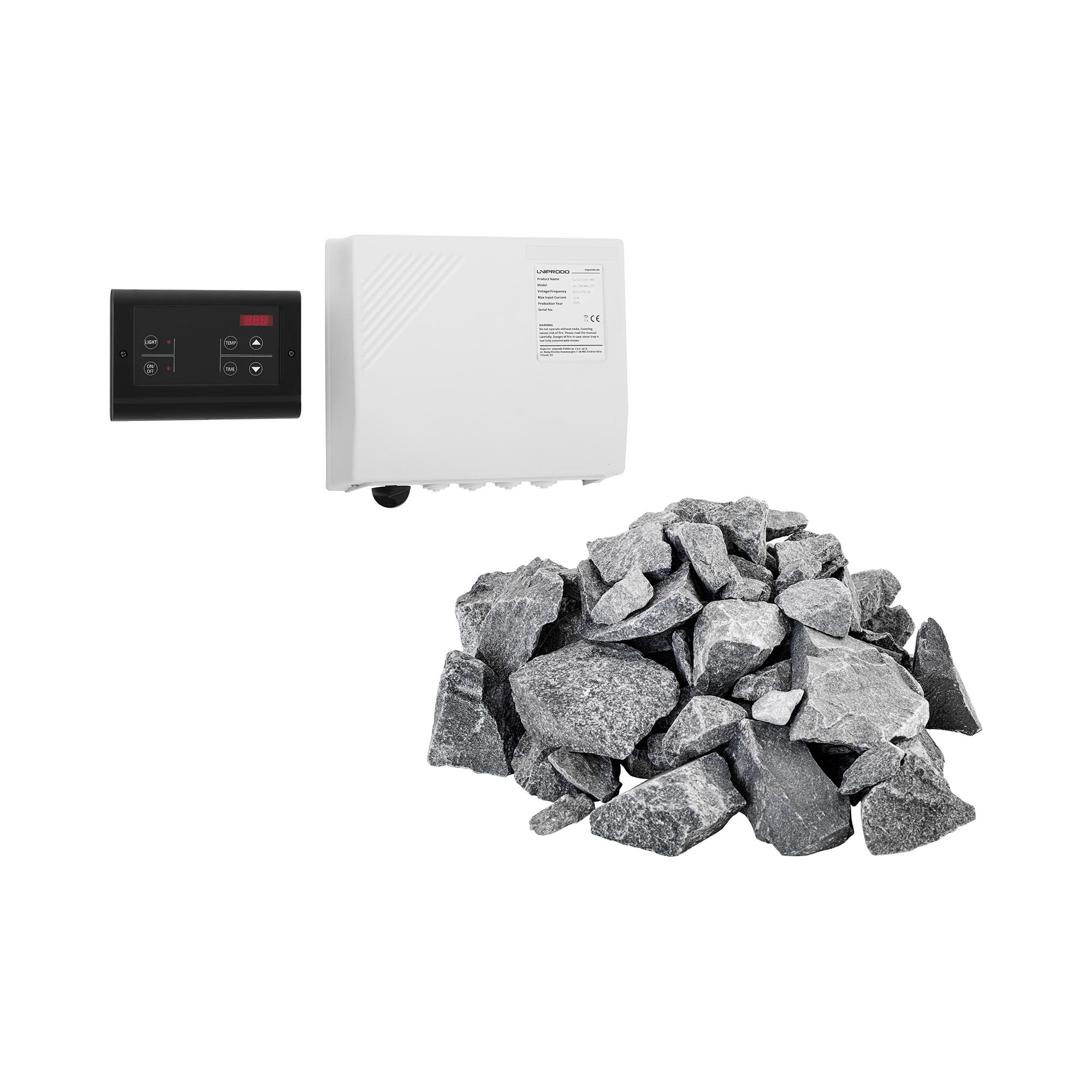 Sada řídící jednotky pro sauny se saunovými kameny - LED displej - 20 kg - pro saunová kamna Uniprod