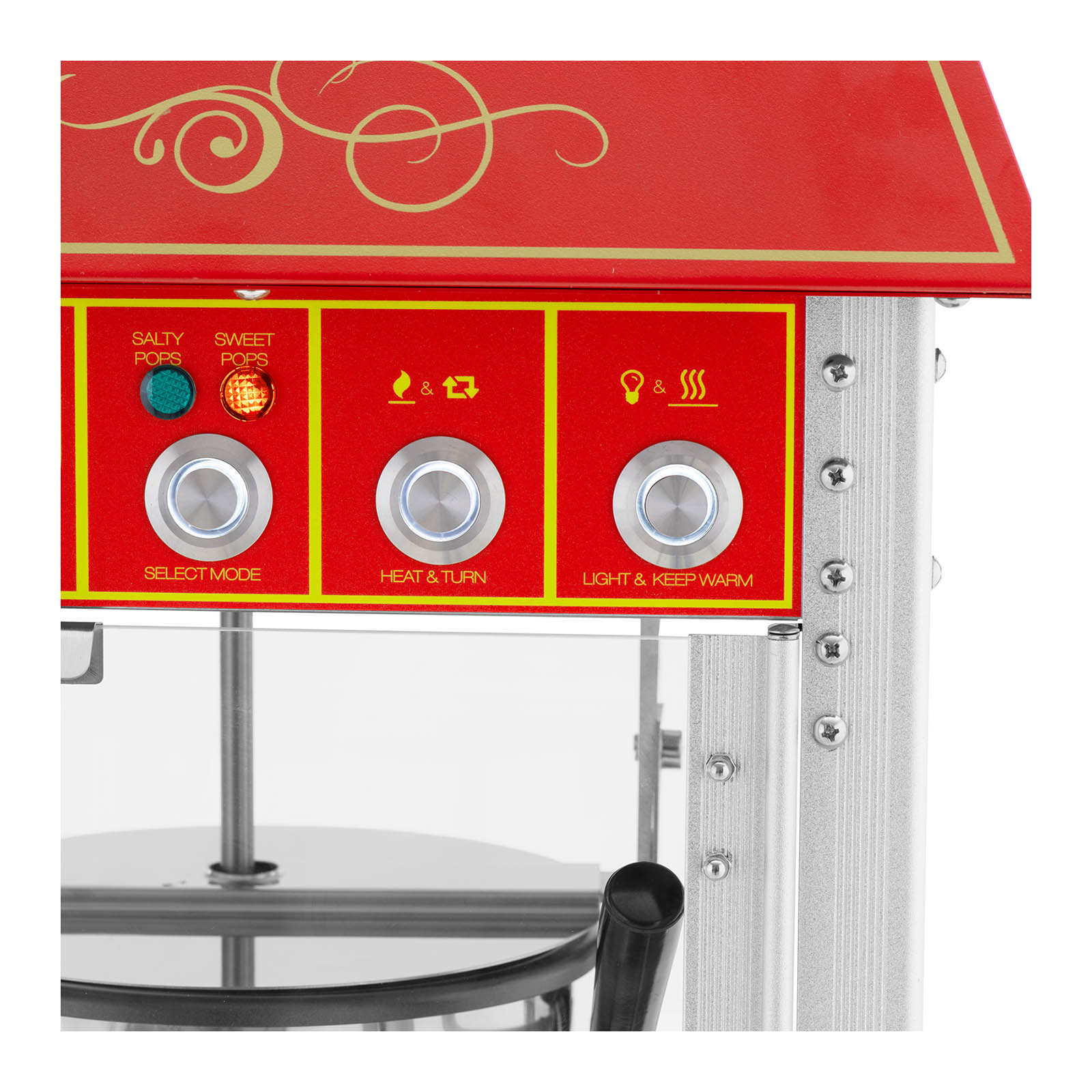 Maszyna do popcornu z wózkiem - design retro - 150/180°C - czerwona - Royal Catering