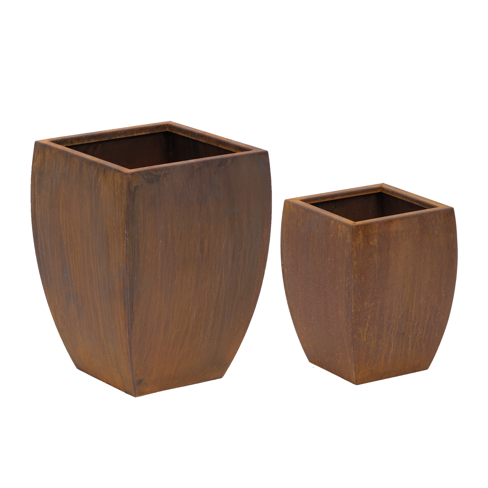Planter Pot - Set of 2 - Corten steel - conical / rounded - rust red - Royal Catering
