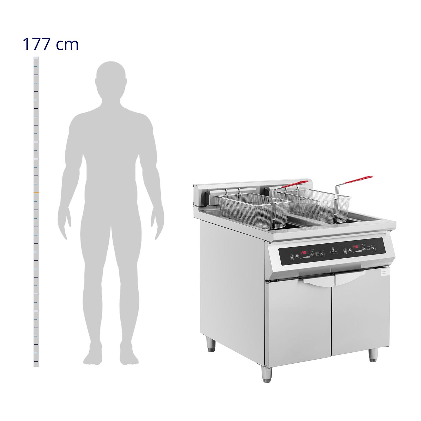 Induktionsfritteuse - 2 x 30 L - 60 bis 190 °C - Royal Catering