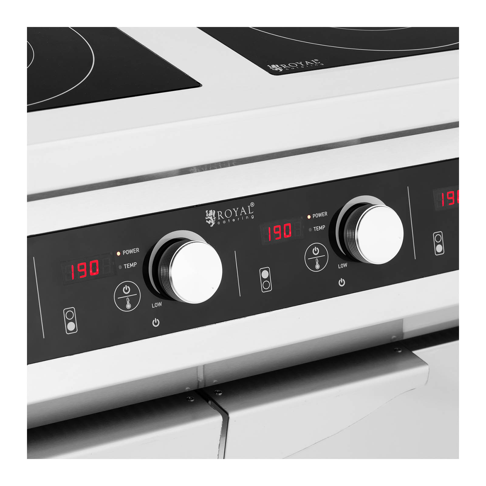 Cuisinière induction - 17000 W - 4 plaques de cuisson - 60 - 240°C -  Compartiment de rangement - Royal Catering