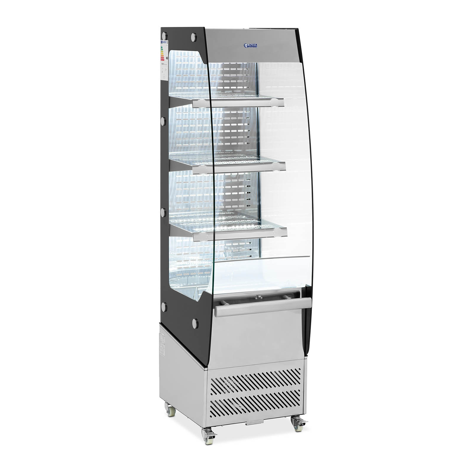 Refrigerated Shelf - 220 L - 3 shelves - 2 - 12 °C - LED - Stainless steel / tempered glass - Royal Catering