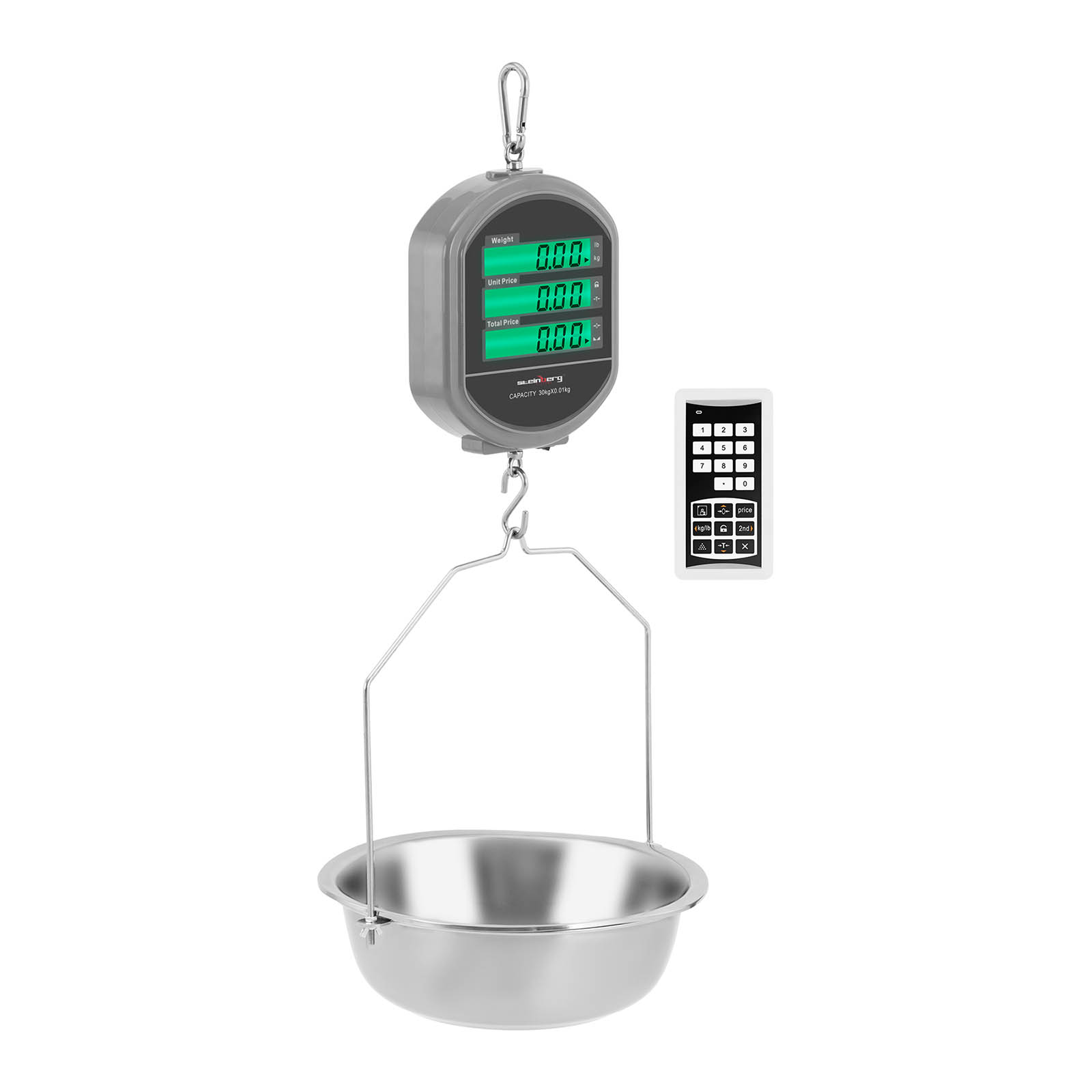 Hanging Scale - 0.1 - 30 kg / 10 g - LCD display - remote control
