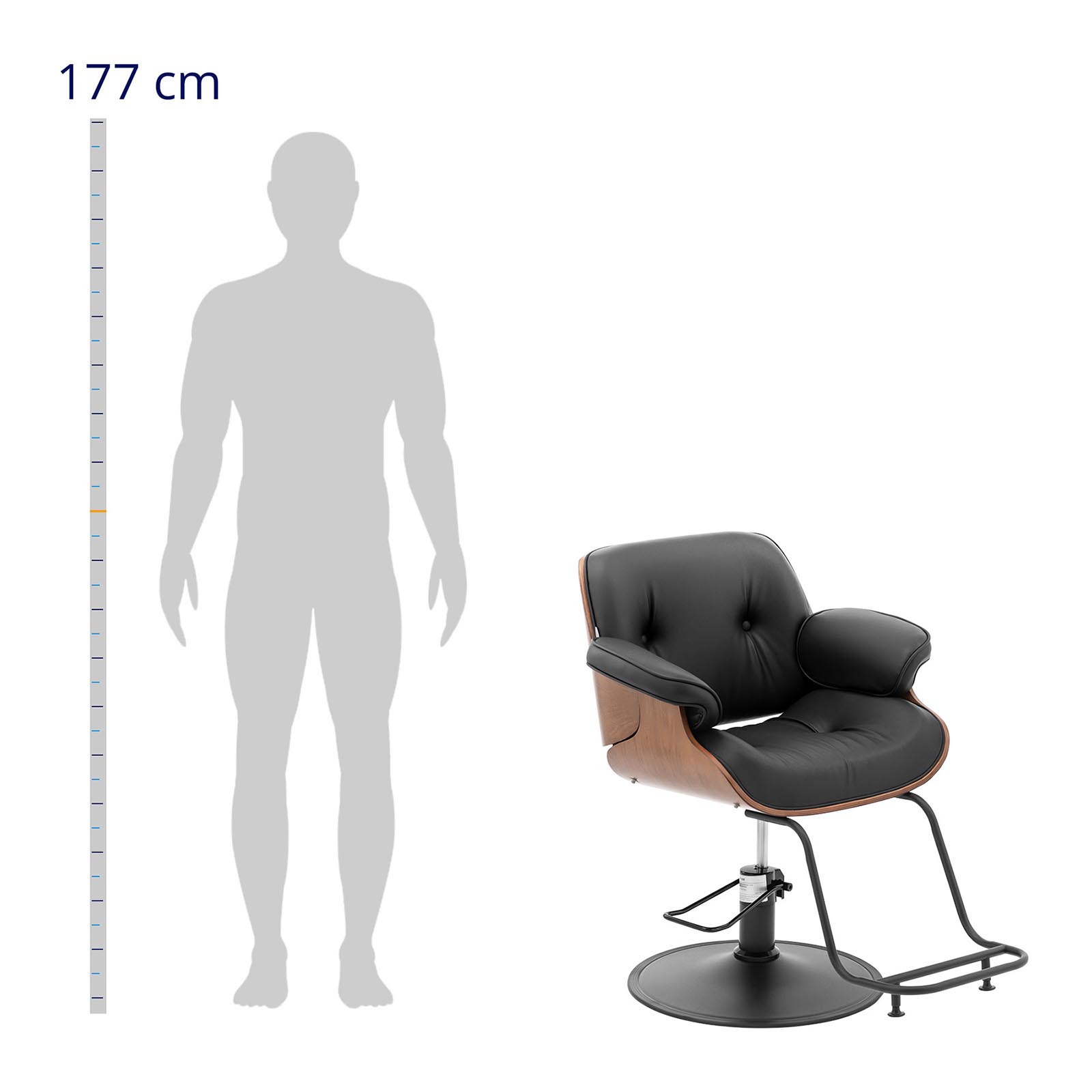 Fotel fryzjerski z podnóżkiem - 830-960 mm - 200 kg - Czarny