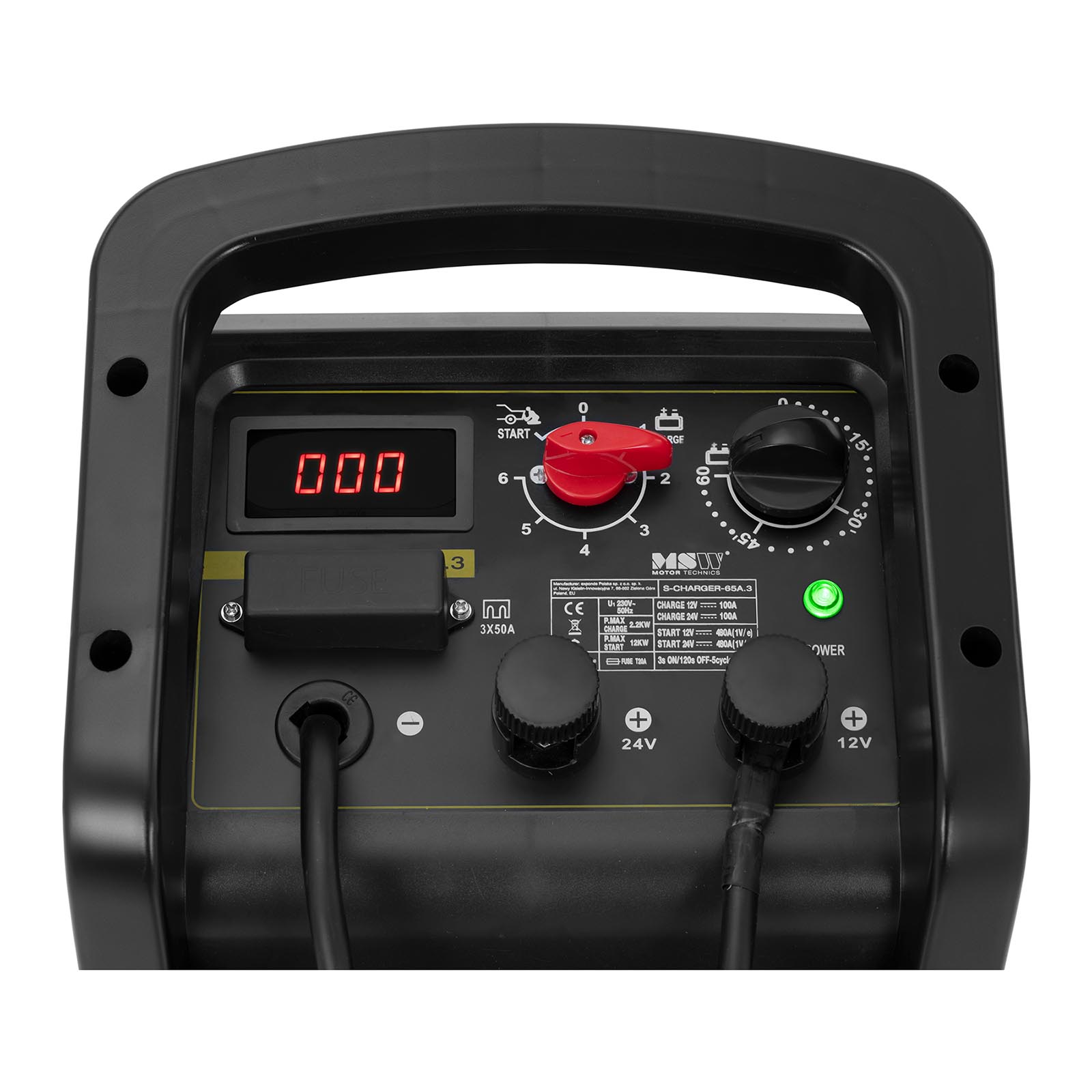 Autóakkumulátor-töltő - indításrásegítő - 12/24 V - 100 A - kompakt
