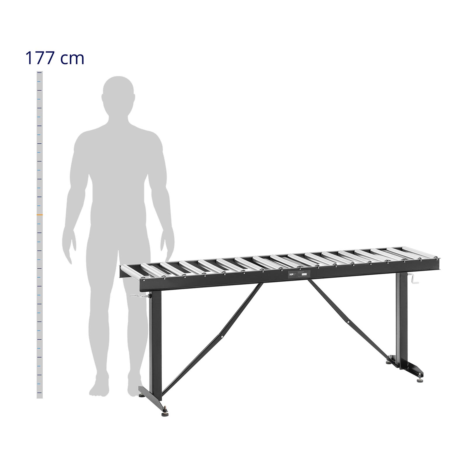 Podajnik rolkowy - 200 kg - 167 x 33 cm - 17 rolek - regulowana wysokość