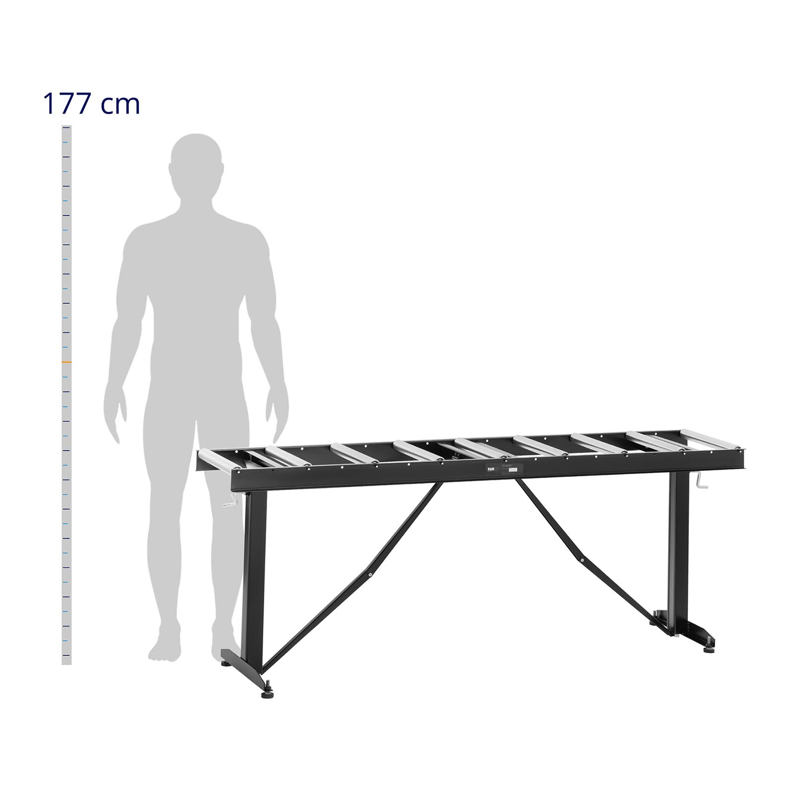 Podajnik rolkowy - 200 kg - 167 x 35 cm - 9 rolek - regulowana wysokość