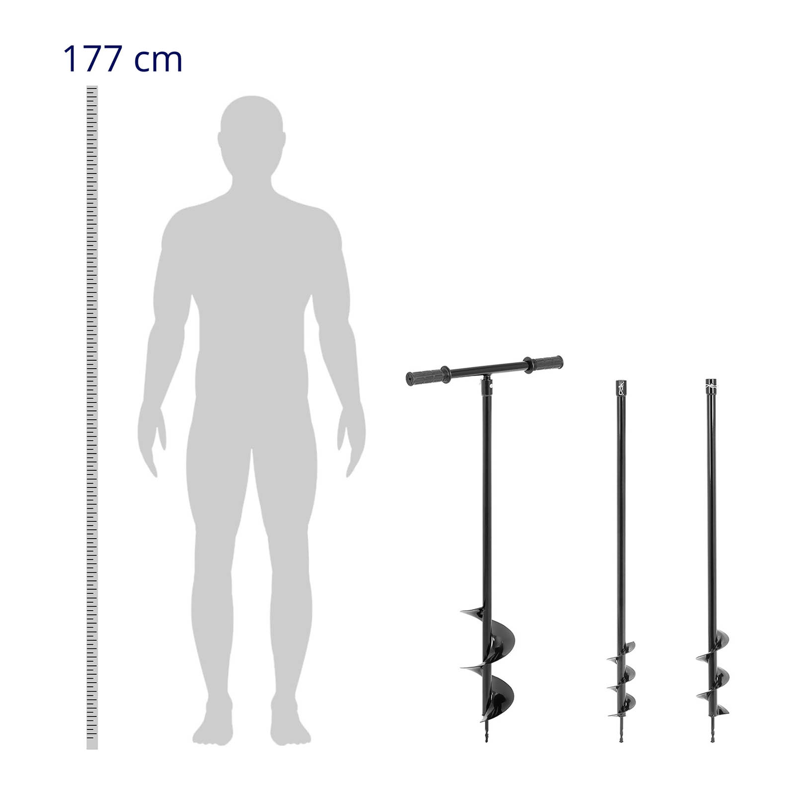 Wiertnica do ziemi ręczna - 100 cm - 3 wiertła Ø80, 100, 150 mm