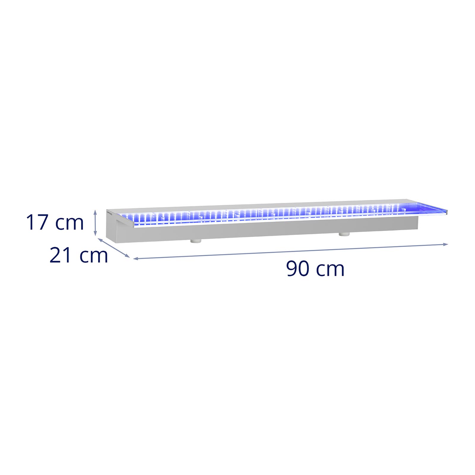 Medence szökőkút - 90 cm magas - LED világítás - kék - mély vízkifolyó