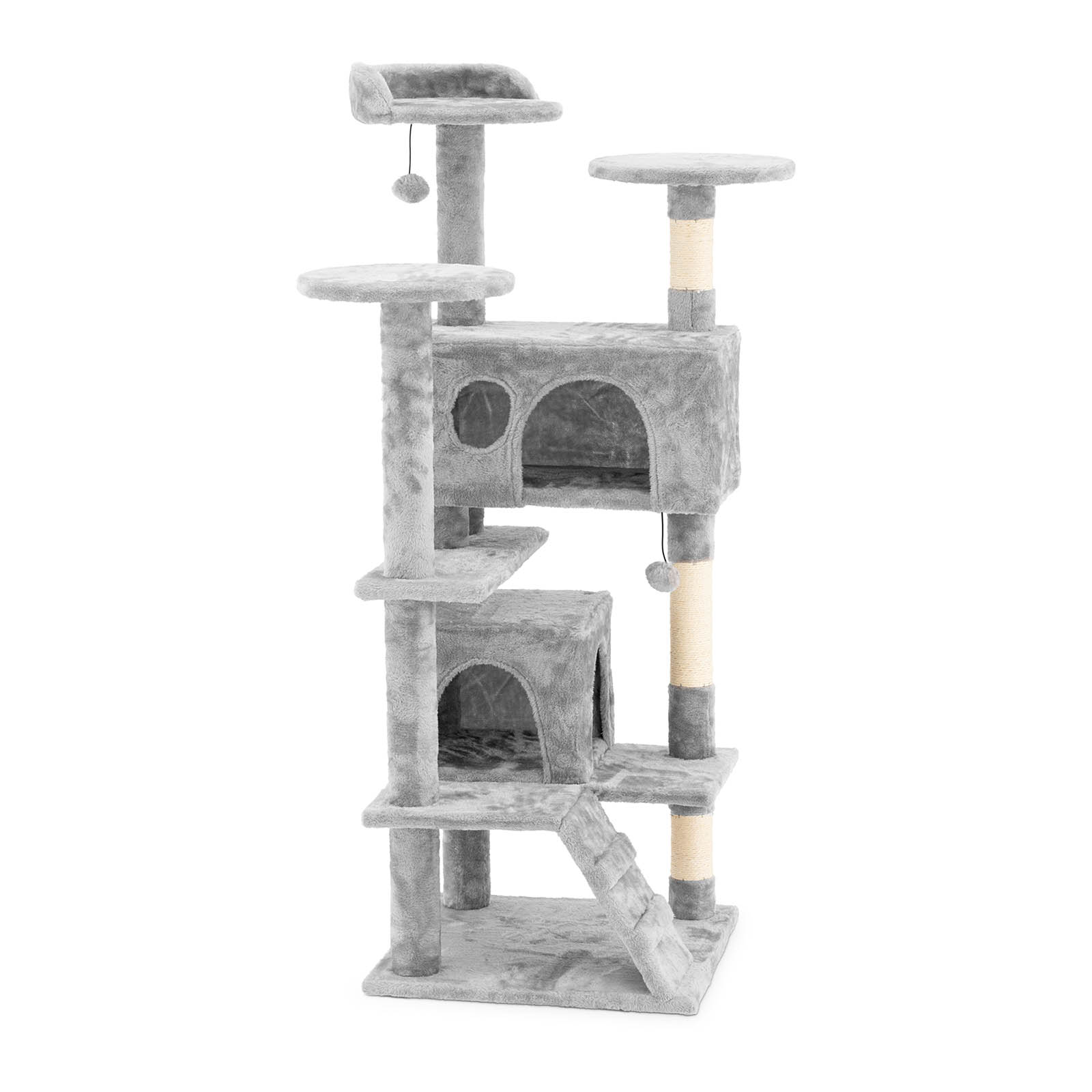 Kissan raapimistolppa - vaaleanharmaa - sis. 2 palloa - 49 x 49 x 137 cm